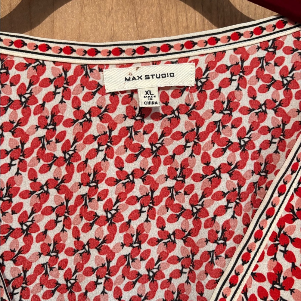 Max Studio Red And White Patterned Long Sleeve Dr… - image 2